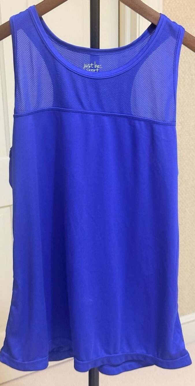 Just Be Sport Blue Athletic Mesh Panel Racerback Tank Top Size L